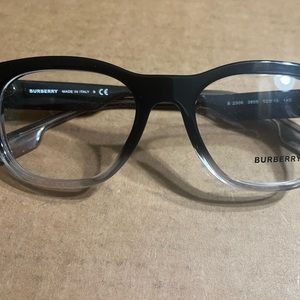New men Burberry Black frame glasses with no prescription.